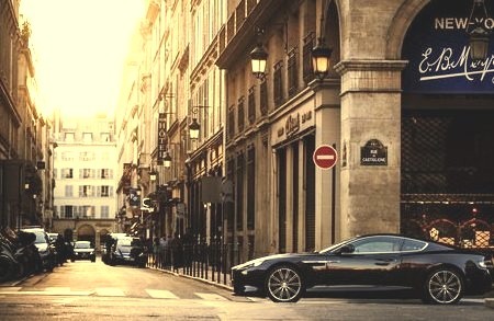 Aston Martin in a European City Street