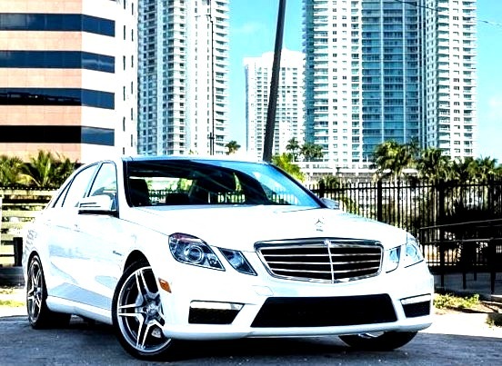 White Mercedes Outside of Miami