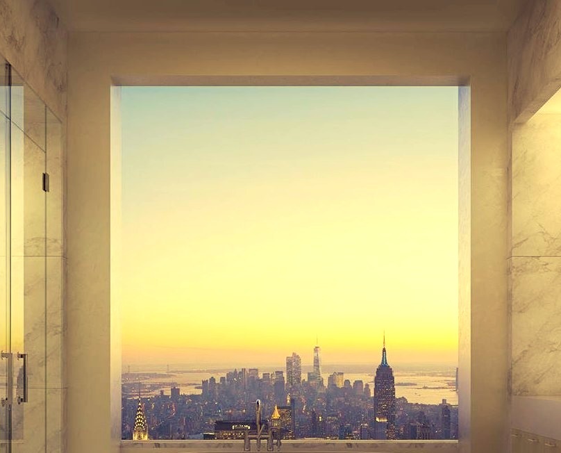 Luxury Bathroom and Bathtub with NYC Skyline view